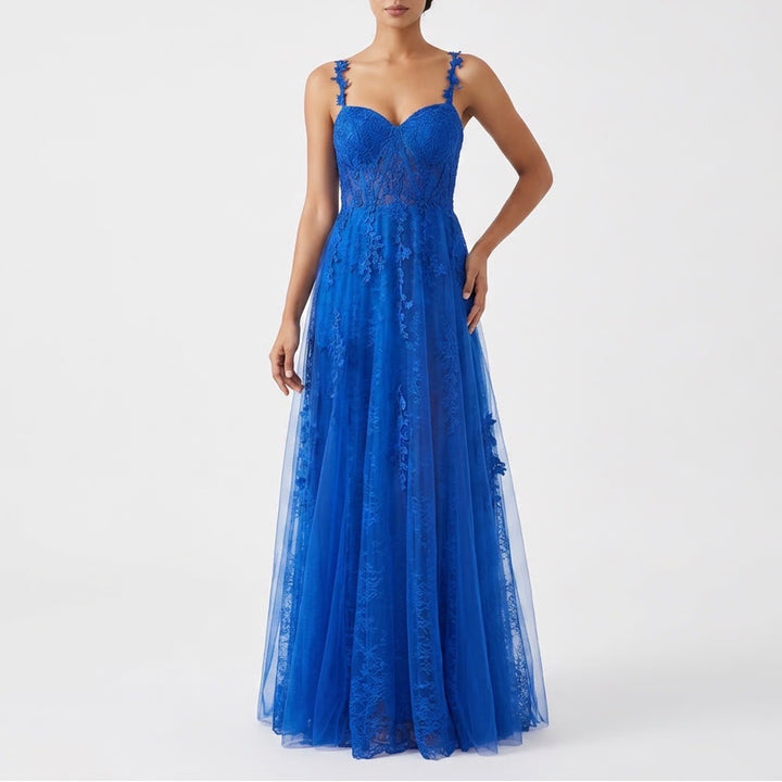 Royal Blue Floral Lace Tulle Formal Gown Plus Size 18 Sweetheart Prom Dress 22