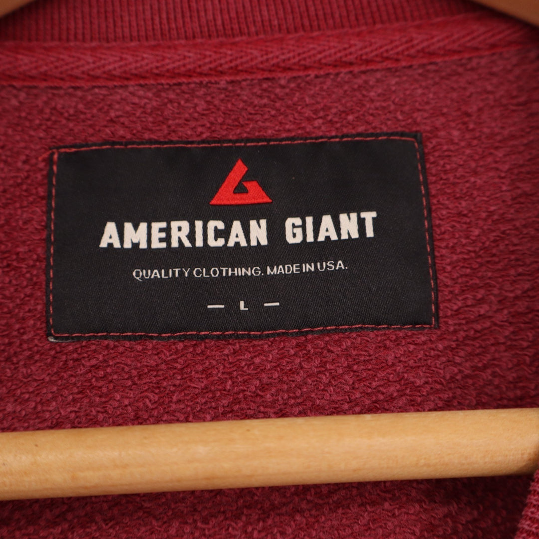 American Giant French Terry Sweatshirt Unisex Large Red Cotton Valentine's Day