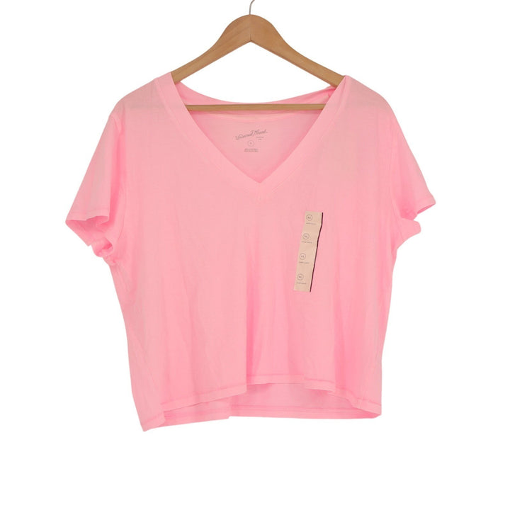 Universal Thread Shrunken T-Shirt Womens XL Pink V-Neck Short Sleeve Pullover