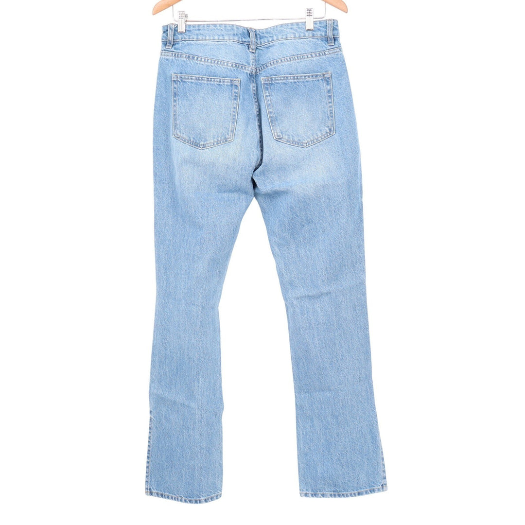 H&M Light Wash Straight Leg High Waist Cotton Jeans with Side Slits Size 10