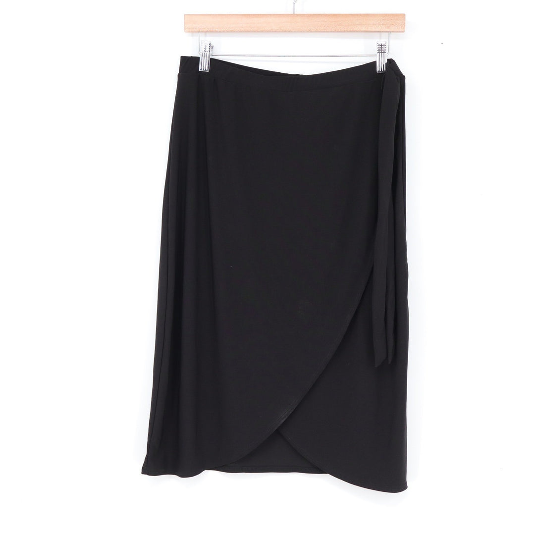 Star Vixen Black Wrap Front Tulip Hem Knee Length Skirt Size Medium