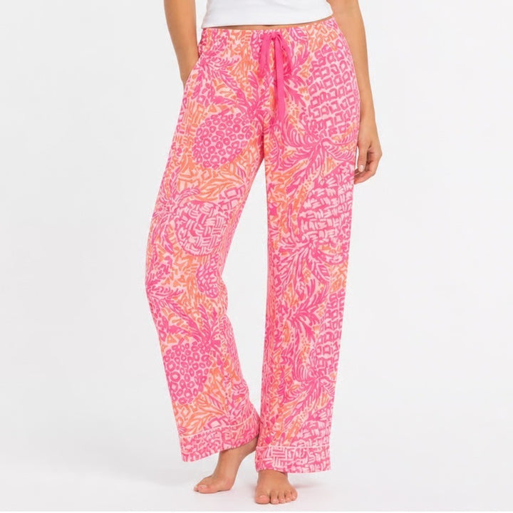 Lilly Pulitzer Pink Orange Pineapple Tropical Pajama Pants Small