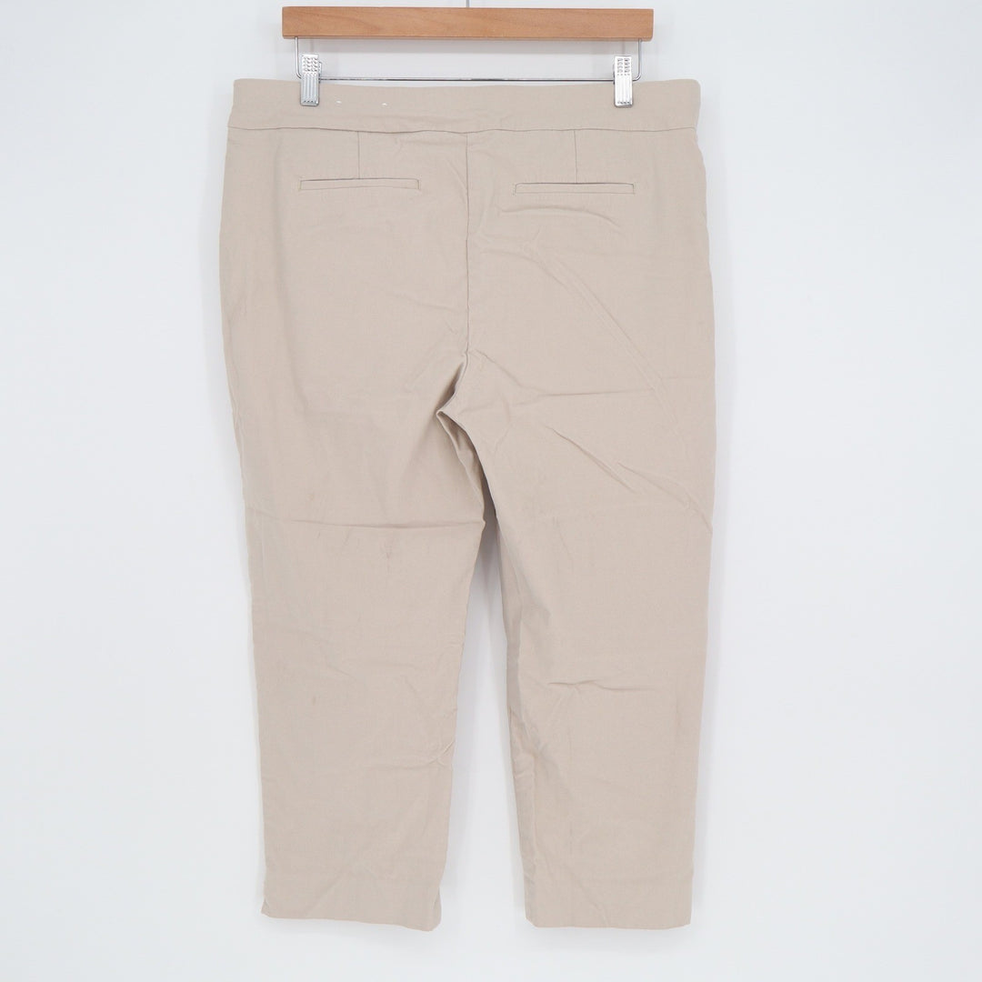Chicos Brigitte So Slimming Pull On Pants Beige Tan Crop Trousers Size 3 US 16