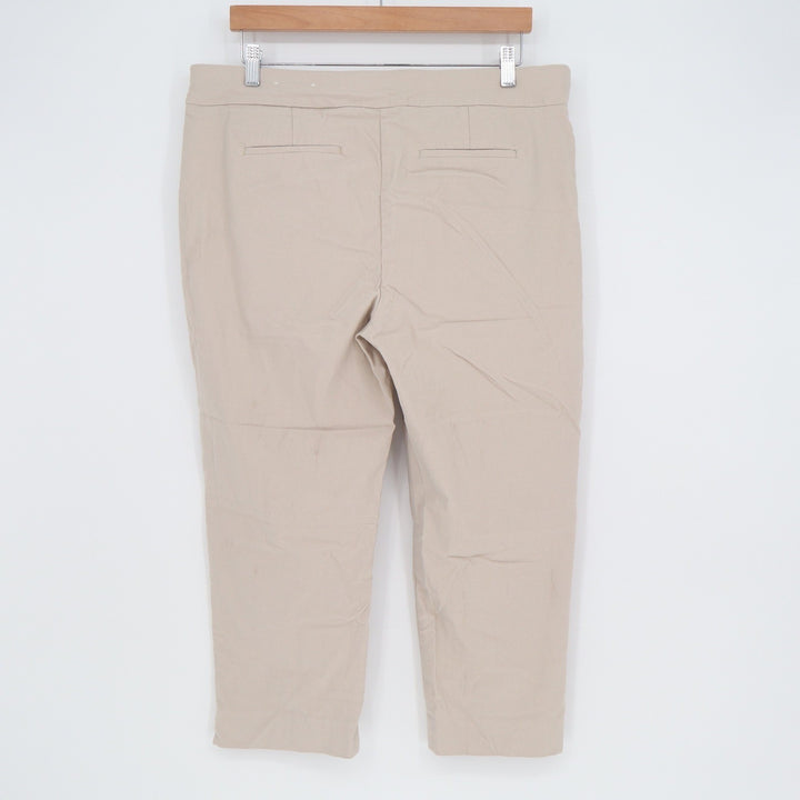Chicos Brigitte So Slimming Pull On Pants Beige Tan Crop Trousers Size 3 US 16