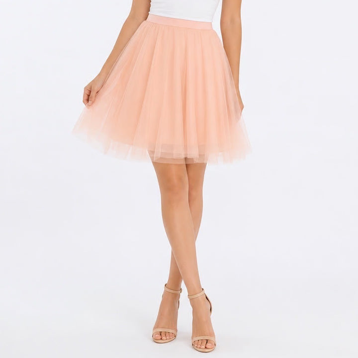 Charlotte Russe Blush Pink Tulle Mesh Midi Skirt Womens Large Elastic Waist