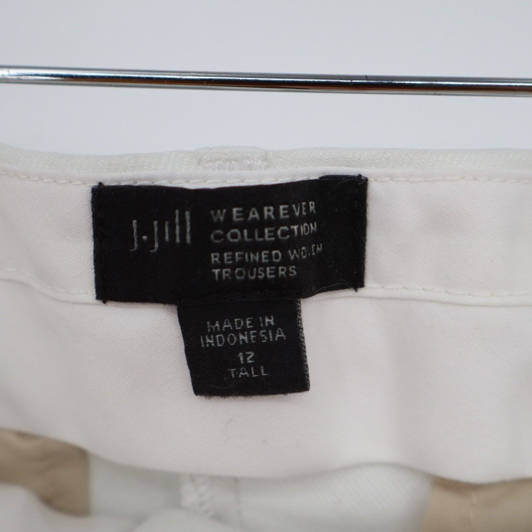 J. Jill Wearever Collection Refined Woven Trousers Womens 12 Beige Rayon Stretch