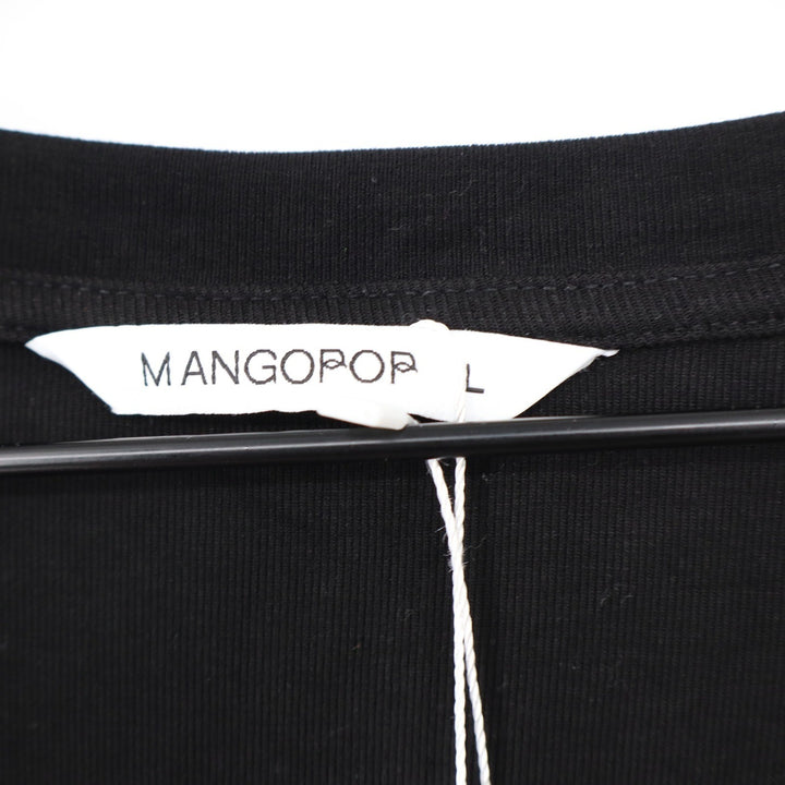 Mangopop Black Ribbed Knit Long Sleeve V-Neck Bodysuit Large