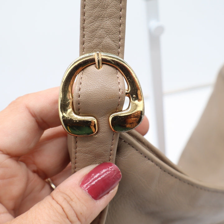 Brio Shoulder Bag Womens OS Hobo Tan Leather Gold Hardware Good