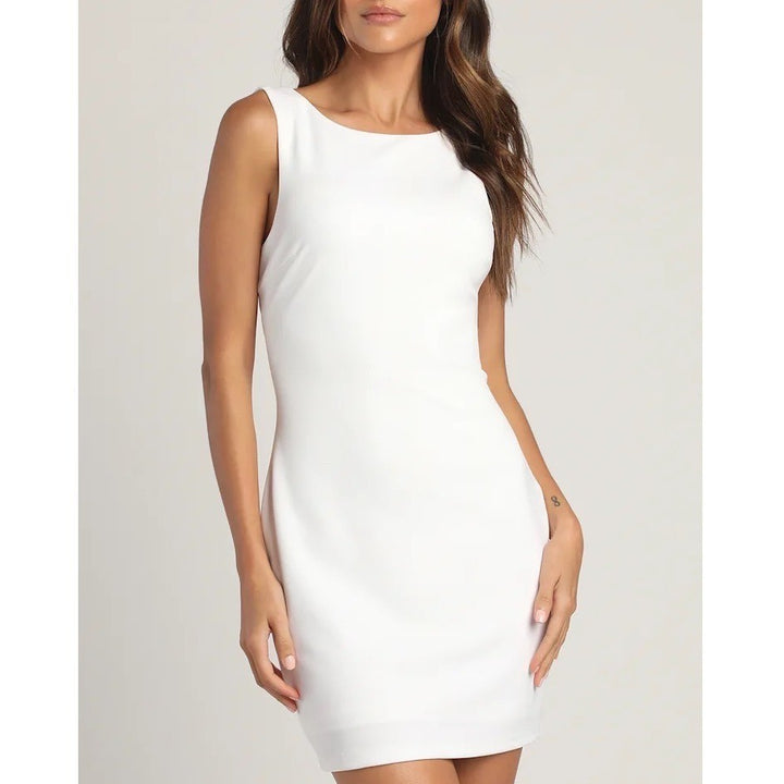 Lulus Devoted Lover Bodycon Mini Dress Womens S White Stretch Backless Knotted