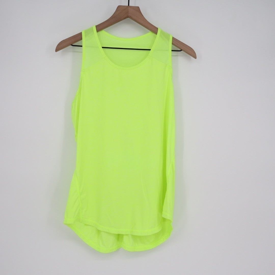 Tank Top Womens Large Neon Green Stretch Racerback Scoop Neck Pullover
