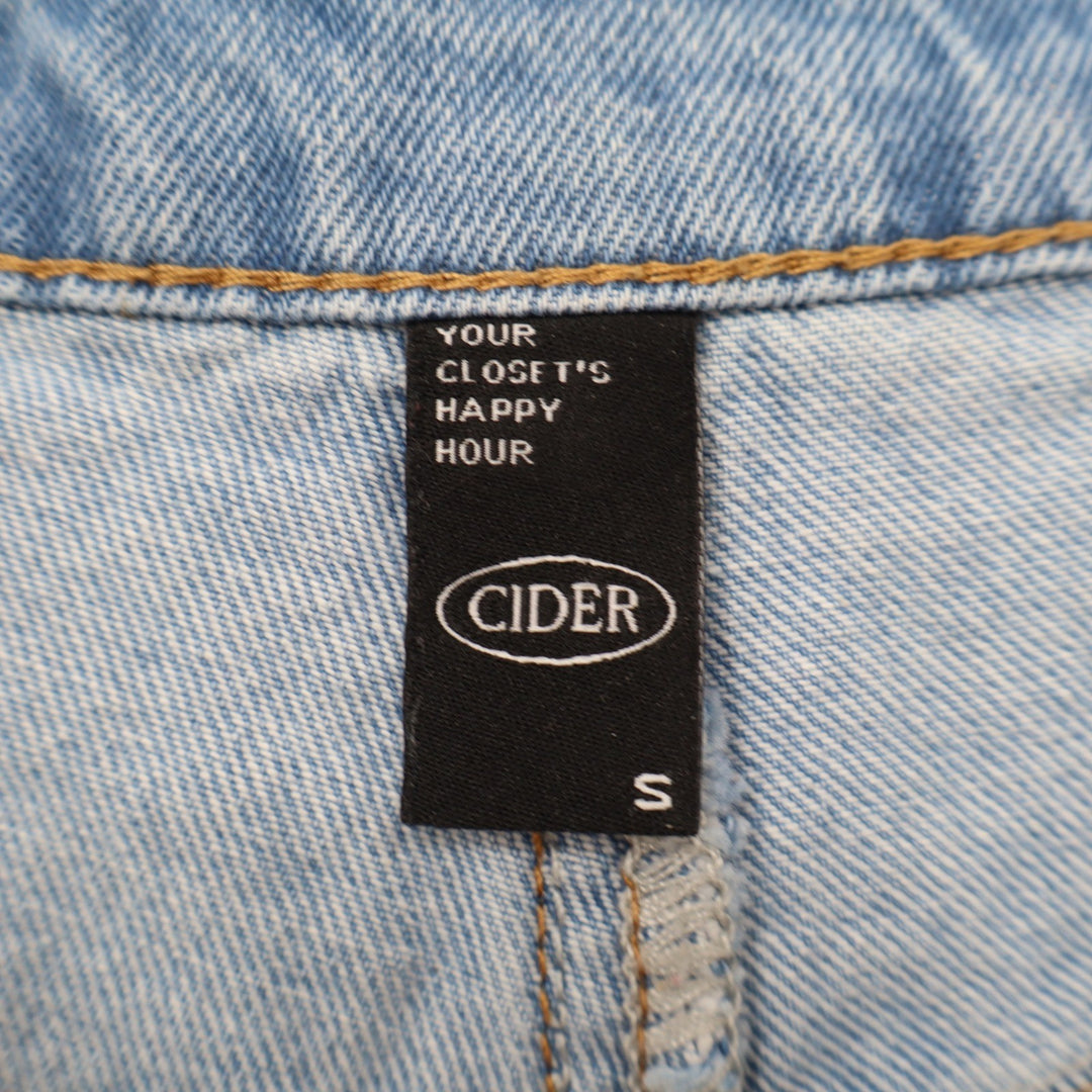 Cider High Waisted Light Wash Denim Shorts Raw Hem Light Blue Womens Size S