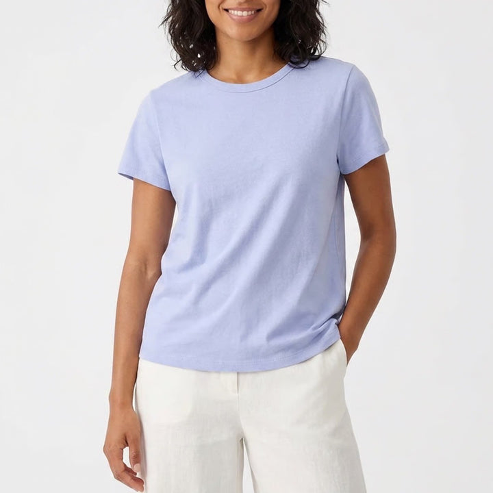 GAP Womens Large Periwinkle Blue Short Sleeve Crewneck Basic Cotton Blend Tee