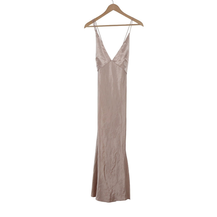 Izi Angus x Runaway Safia Slip Dress Champagne Satin Maxi XL