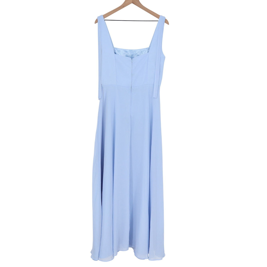 Lulus Light Blue Chiffon Square Neck Maxi Dress Sleeveless Side Slit Size L