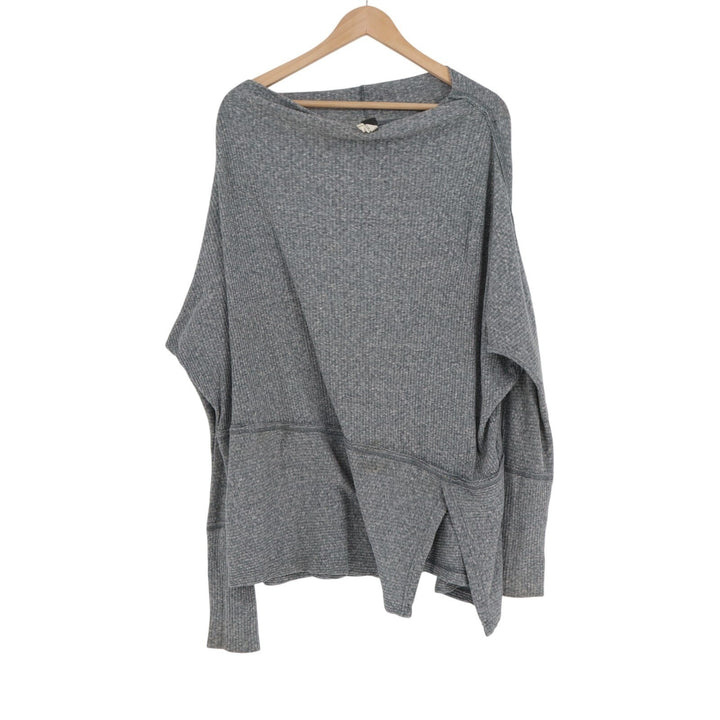 Free People We The Free Londontown Thermal Tunic Top Women M Gray Knit Side Slit