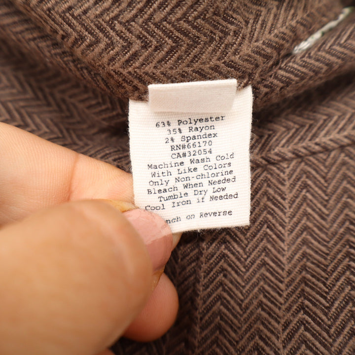 Lux Urban Outfitters Brown Herringbone Wide Leg Trousers Notched Waist Size 2