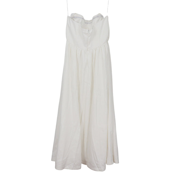 Showpo Jeannie Maxi Dress Off White Corset Panel High Split Strapless US 16 NEW