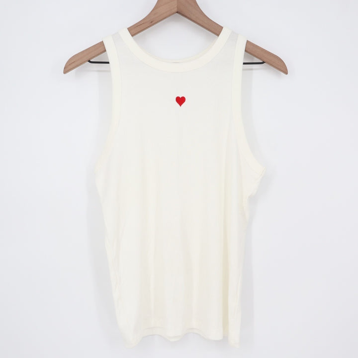 A New Day Tank Top Womens Large White Ribbed Knit Round Neck Yoga Running Active