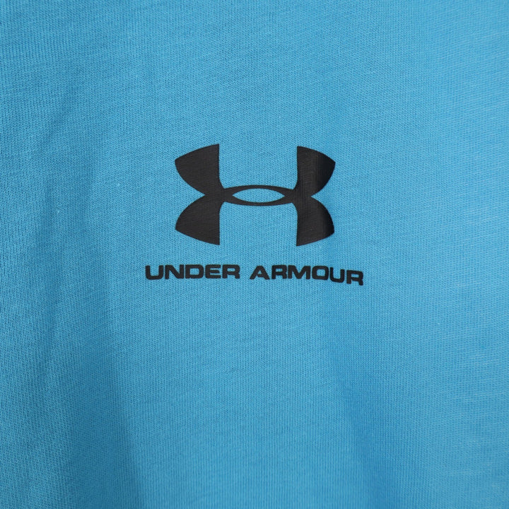 Under Armour Mens Left Chest Cut Off Tank Blue Loose Fit Muscle Shirt M