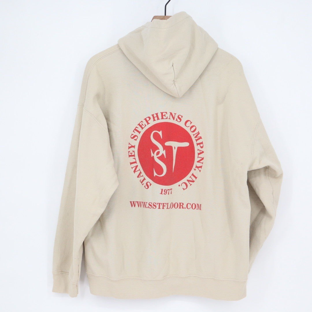 Stanley Stephens Company Inc Beige Logo Hoodie Sweatshirt XL Spellout