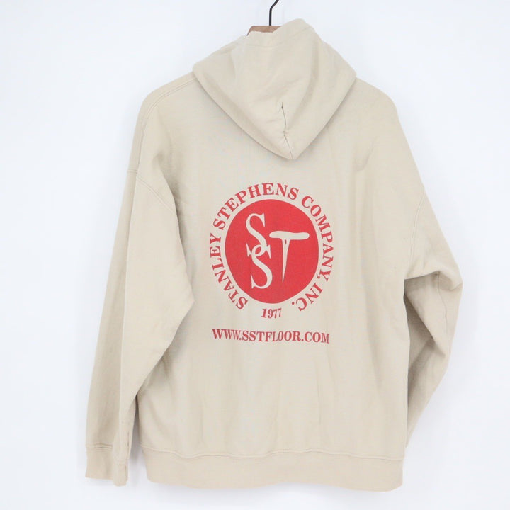Stanley Stephens Company Inc Beige Logo Hoodie Sweatshirt XL Spellout