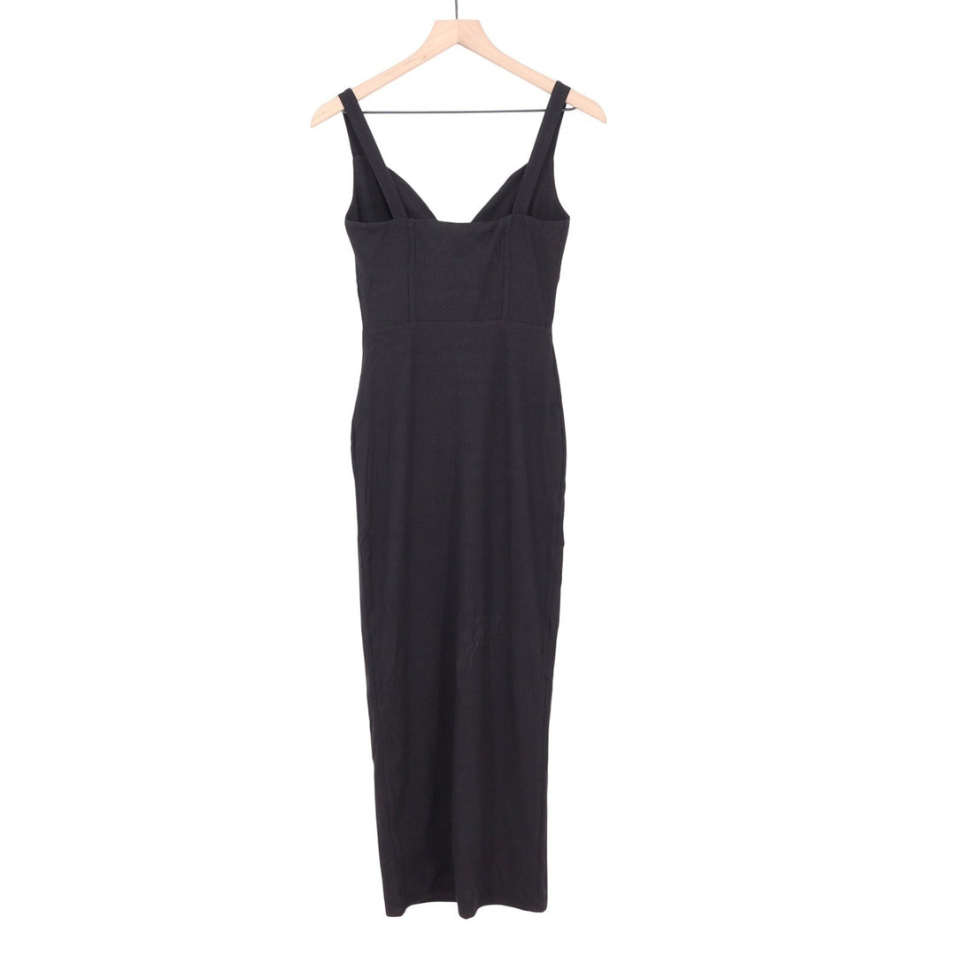 Naked Wardrobe Black Ribbed Bustier Maxi Dress XL Sleeveless Bodycon