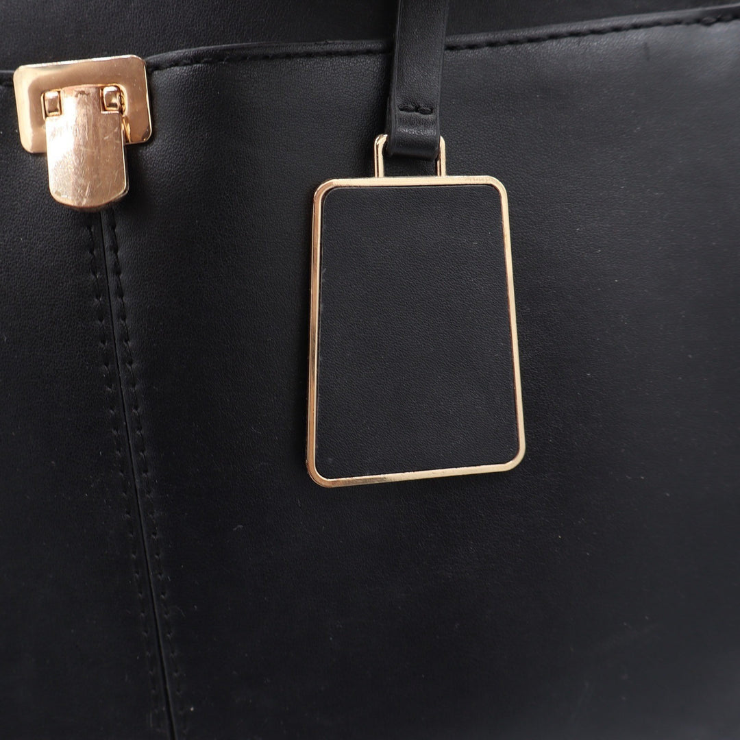 Target Black Faux Leather Satchel Crossbody Handbag Gold Hardware