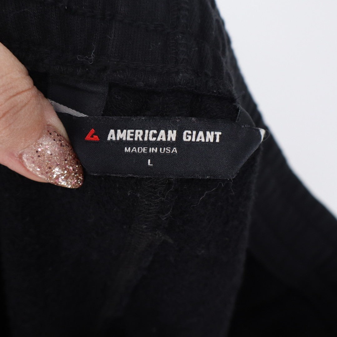 American Giant Sweatshorts Mens Large Black Cotton Logo Slash Pockets Mid Rise
