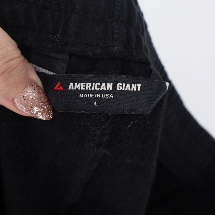 American Giant Sweatshorts Mens Large Black Cotton Logo Slash Pockets Mid Rise