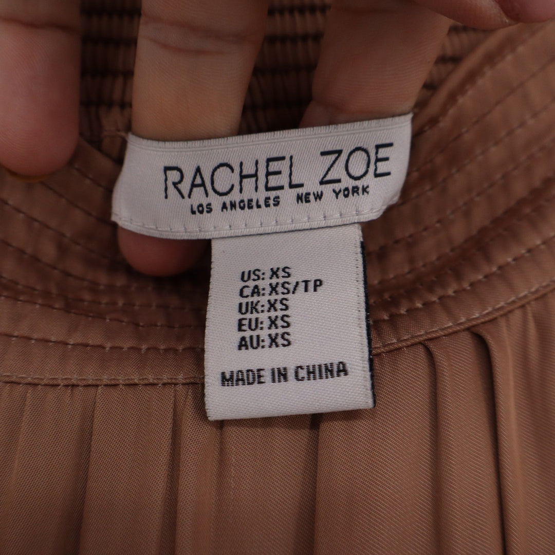 Rachel Zoe Brown Tiered Maxi Skirt Smocked Waist Pleated Boho XS