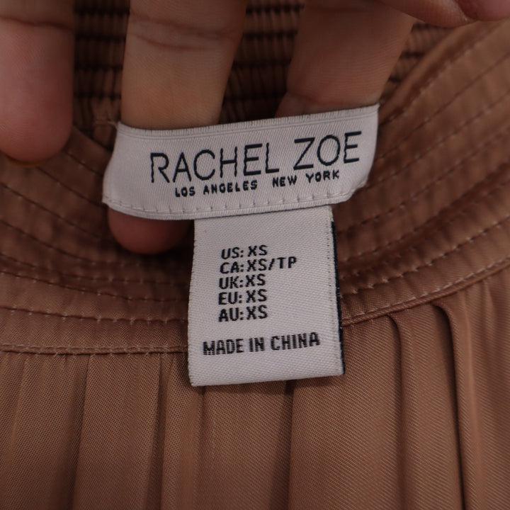 Rachel Zoe Brown Tiered Maxi Skirt Smocked Waist Pleated Boho XS