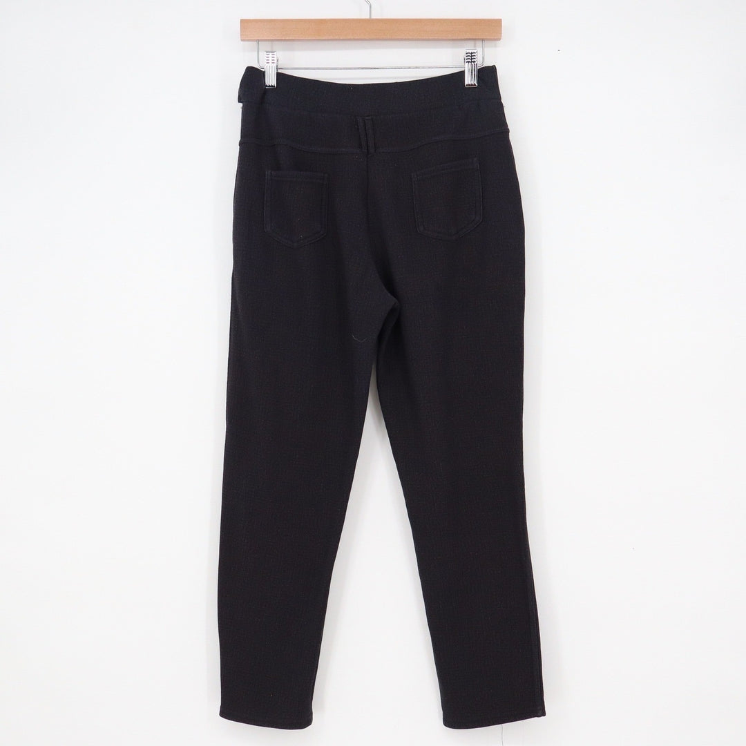 YiTong Black Textured Knit Tapered Pants Button Detail Size Medium
