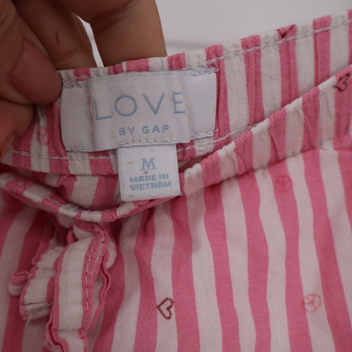 Love by Gap Pink White Striped Heart Peace Sign Cotton Pajama Pants Women's