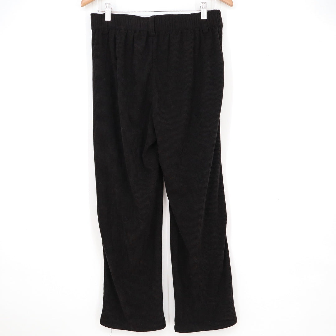 Halara Black Corduroy Pleated Straight Leg Pants Petite Medium High Rise