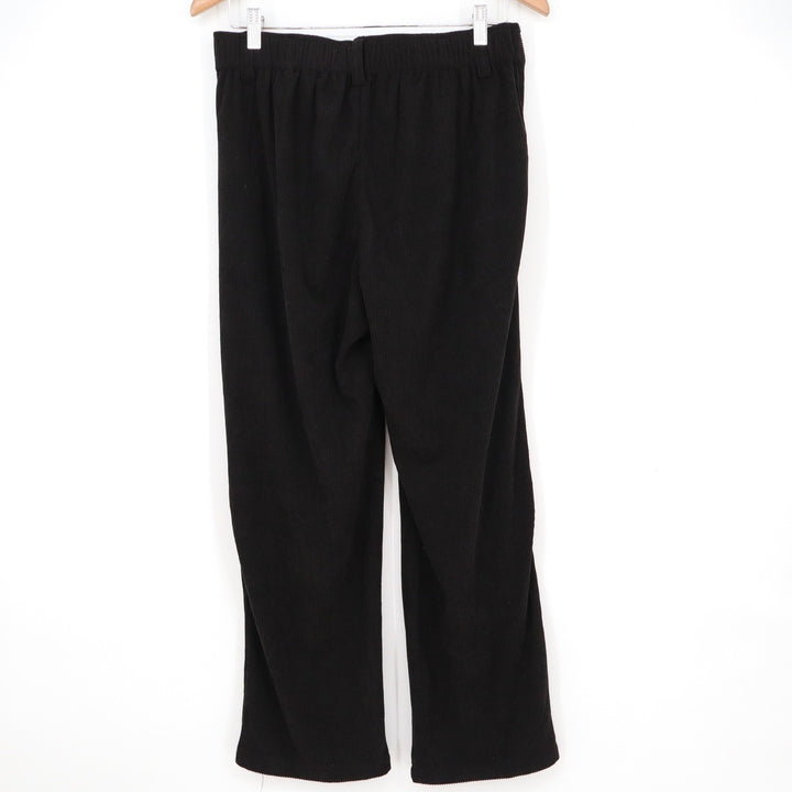 Halara Black Corduroy Pleated Straight Leg Pants Petite Medium High Rise