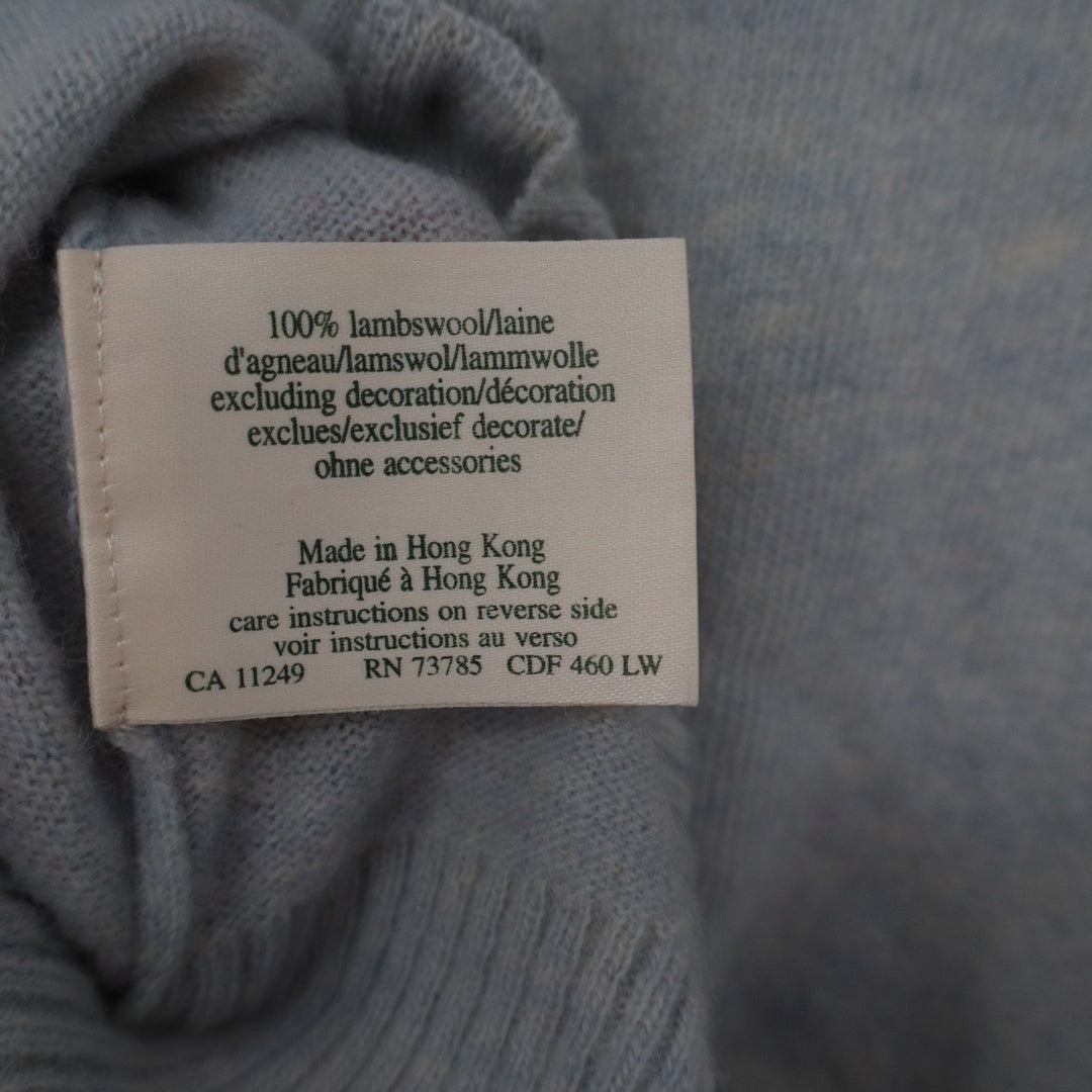 Laura Ashley Vintage Blue Lambswool Embroidered Cardigan Sweater Size M