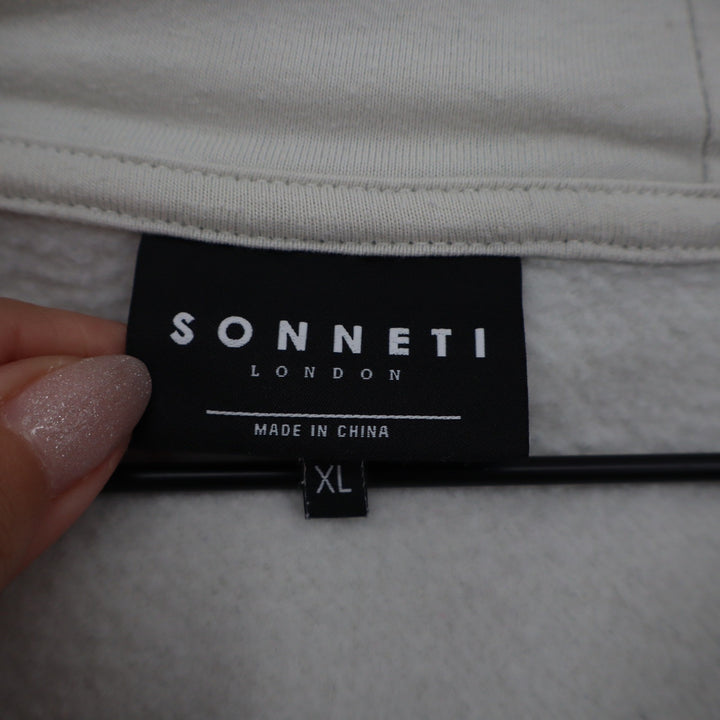 Sonneti London Mens XL Light Gray Embroidered Logo Fleece Hoodie