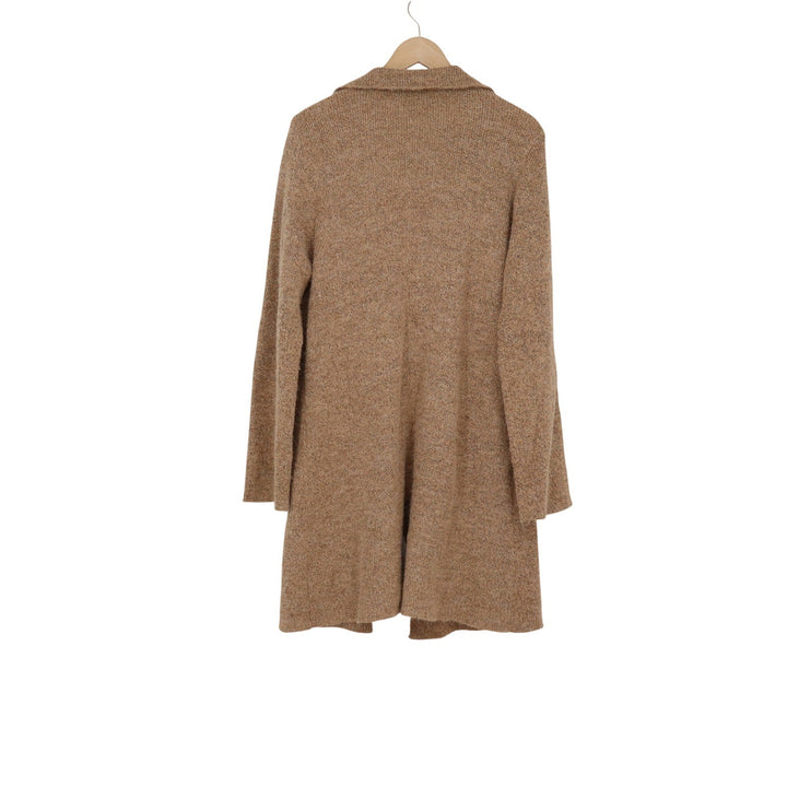 Love Tree Womens Tan Marled Longline Double Breasted Cardigan Sweater Large