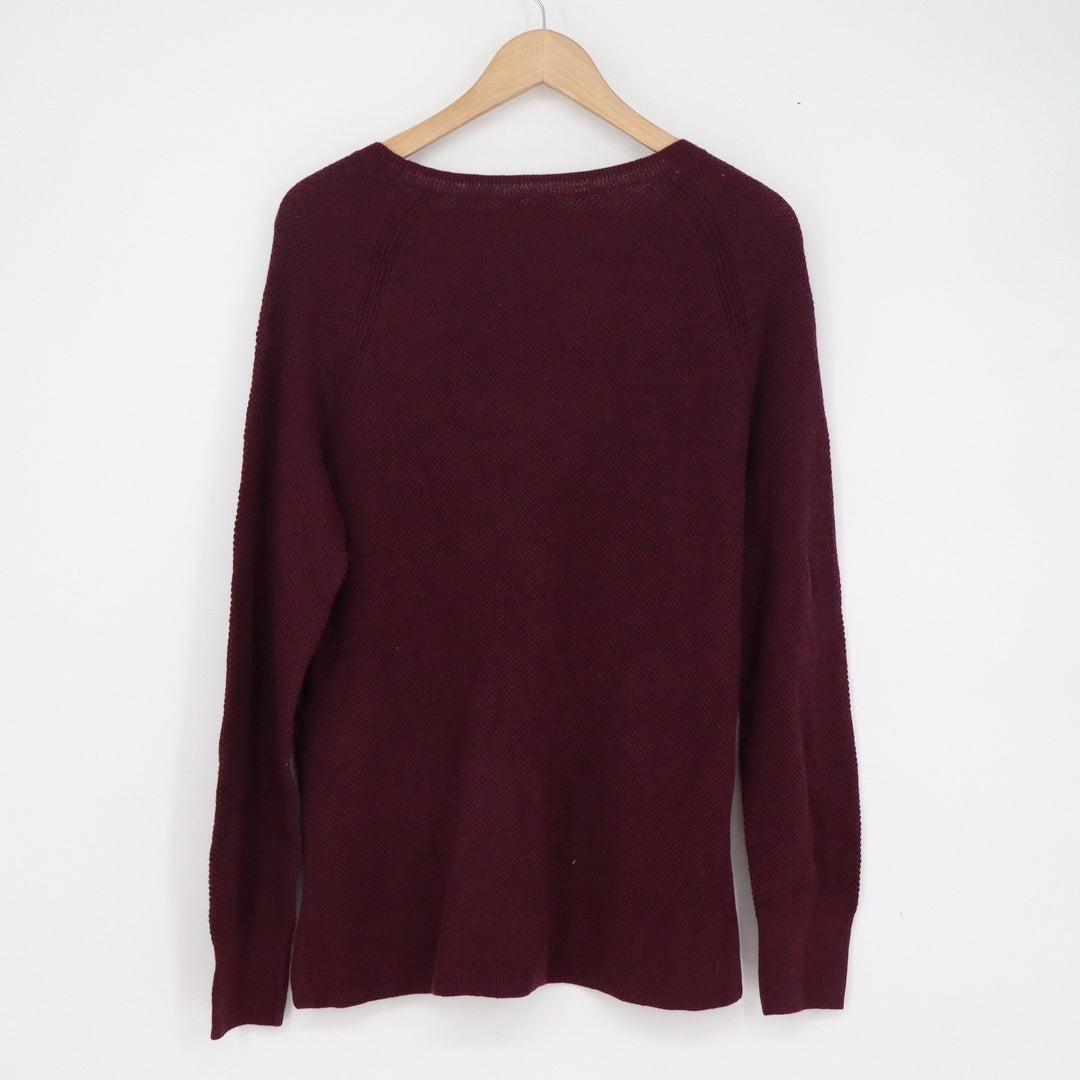 GAP Mens Waffle Knit Raglan Sweater Burgundy Red Crew Neck Size M