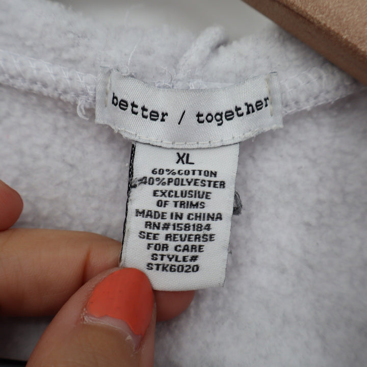 Better Together Womens Grey Cropped Zip Up Hoodie XL Heathered Fleece