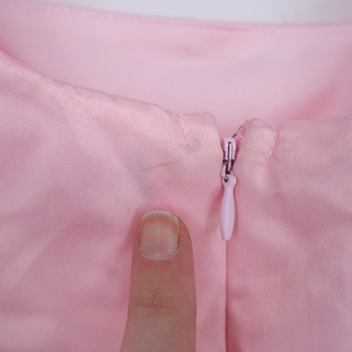 Lulus Regal Cutie Mini Dress Womens XL Light Pink Satin Square Neck Bubble Hem