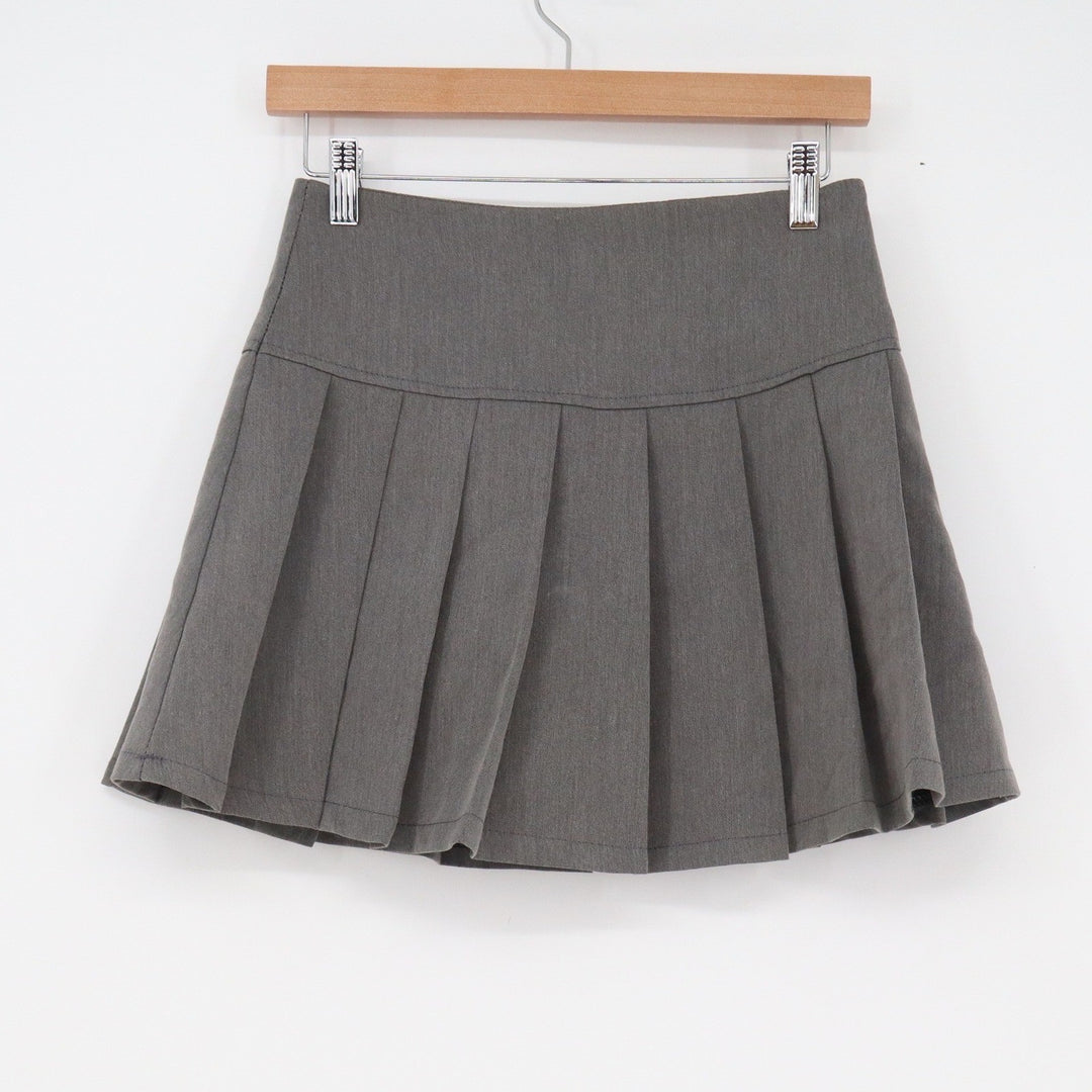Gray Pleated Tennis Mini Skort with Built-in Shorts Size M Charcoal Preppy Skirt
