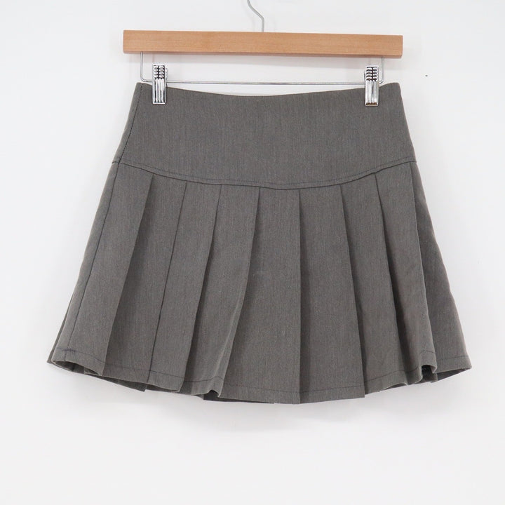 Gray Pleated Tennis Mini Skort with Built-in Shorts Size M Charcoal Preppy Skirt