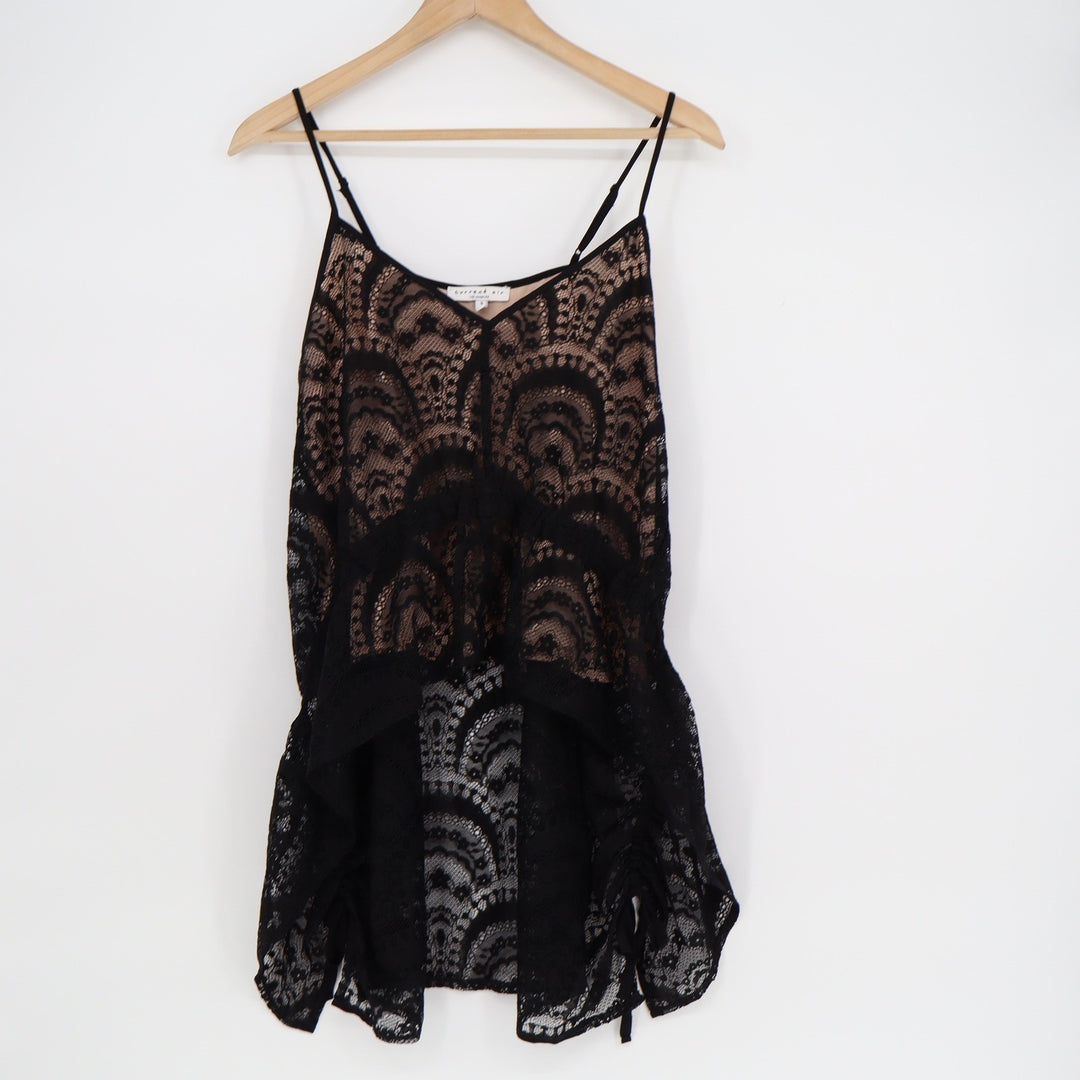 Current Air Los Angeles Black Lace High Low Camisole Top Womens Small