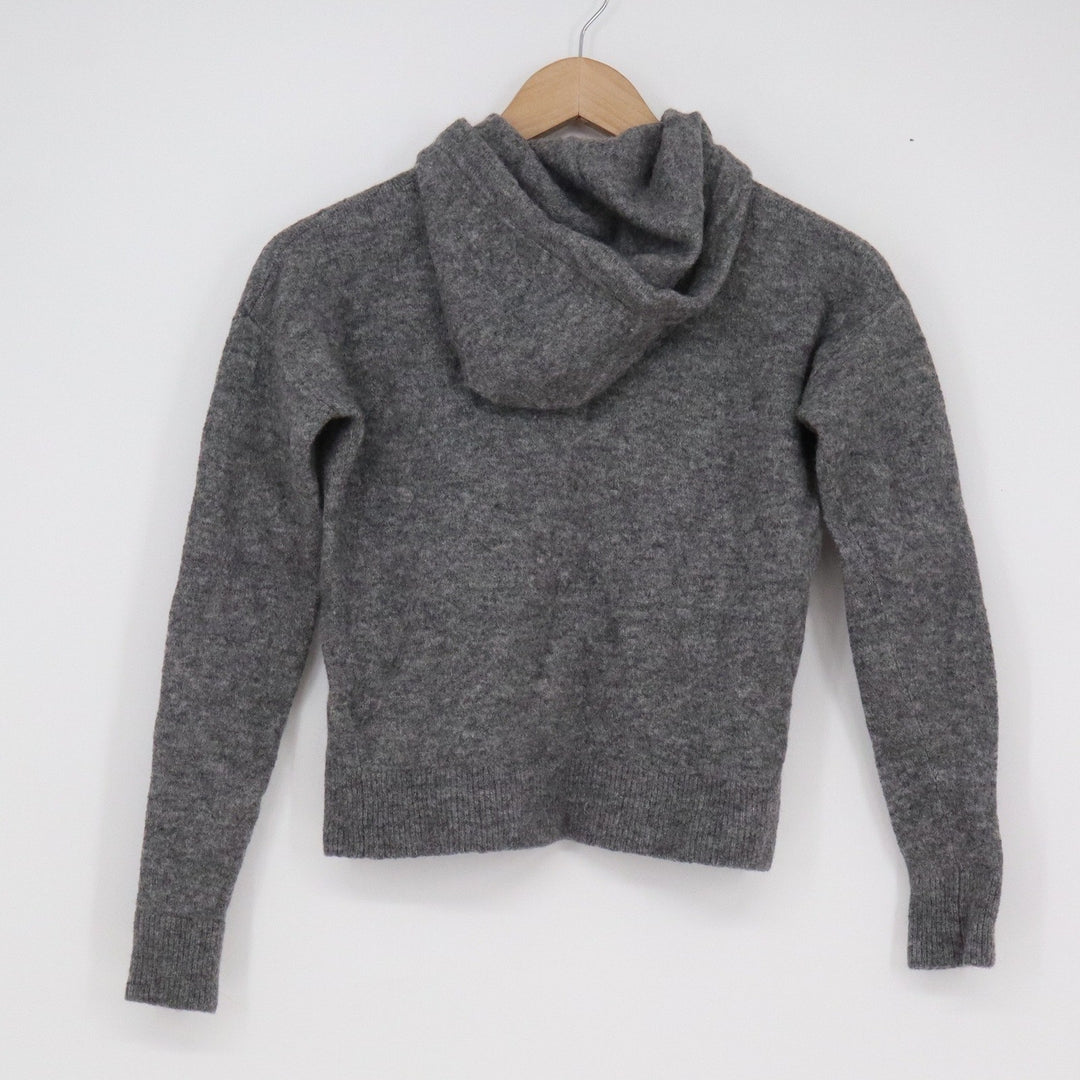 Banana Republic Womens Gray Wool Blend Knit Hoodie Velvet Drawstring Small
