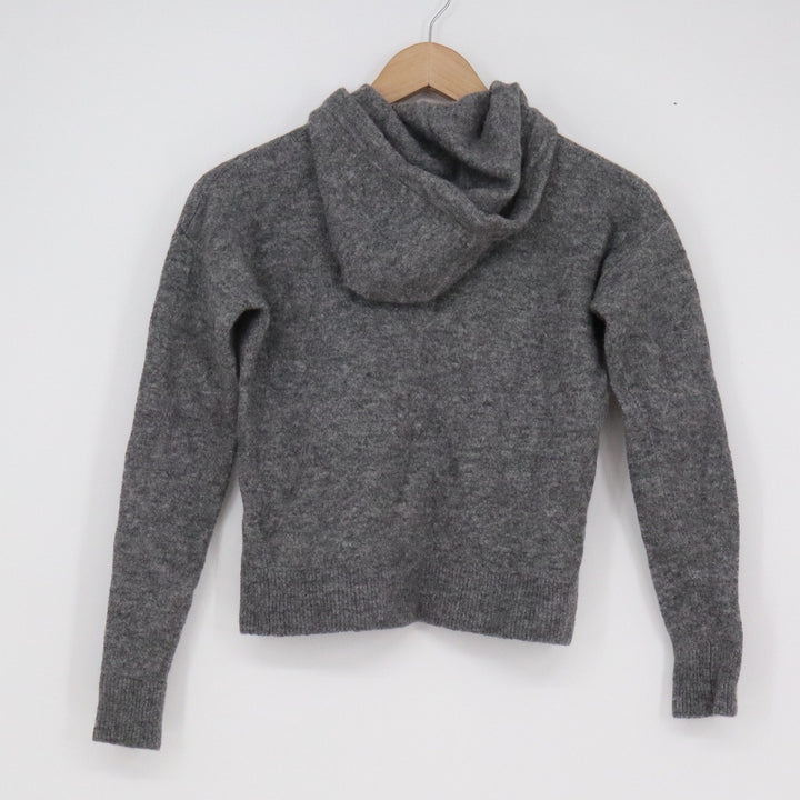 Banana Republic Womens Gray Wool Blend Knit Hoodie Velvet Drawstring Small