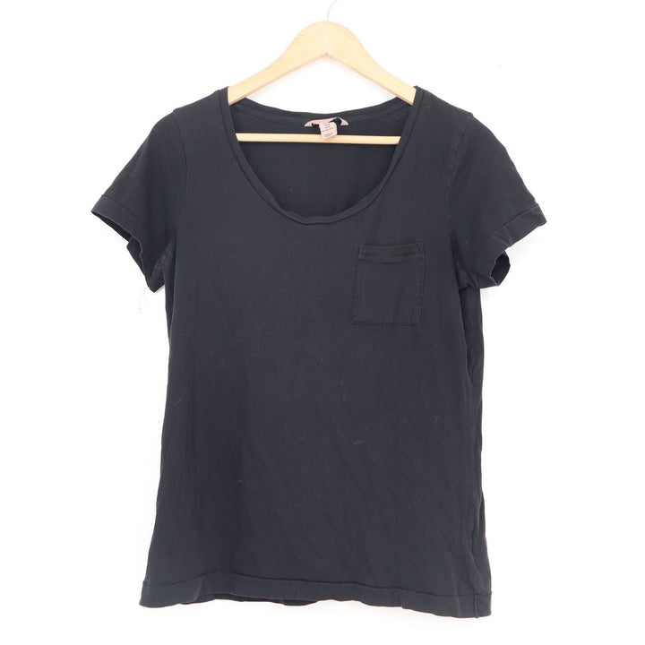HM Black Organic Cotton Scoop Neck Pocket T-Shirt Size 6 Short Sleeve Basic Tee
