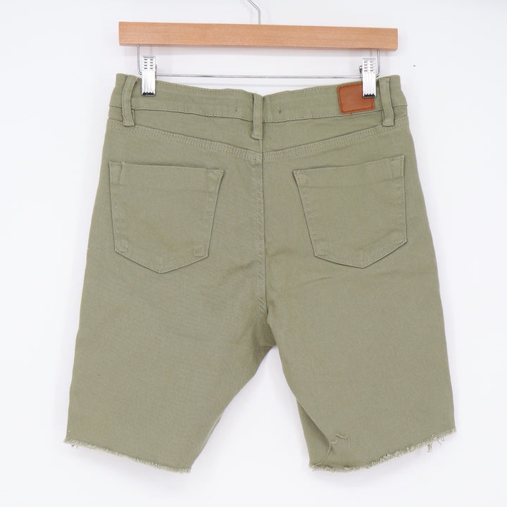 dollhouse Shorts Womens 9/10 Havana Bermuda Green Raw Hem Denim NEW