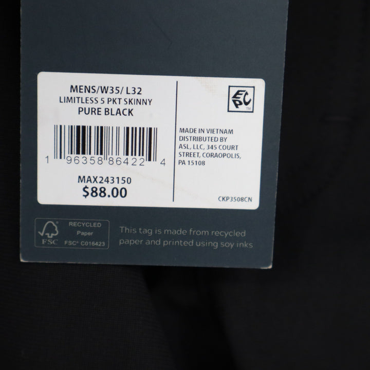 VRST Mens Limitless 5-Pocket Skinny Pants Pure Black W35 L32
