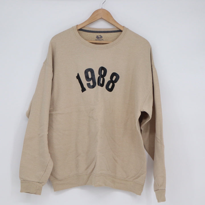 Fruit of the Loom 1988 Graphic Crewneck Sweatshirt Tan Beige XL Pullover